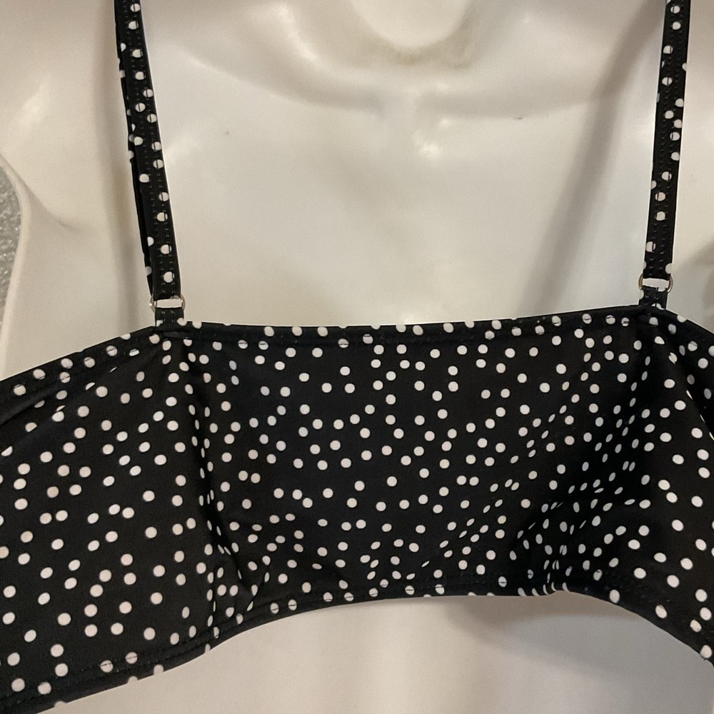 Black and White Polka Dot Crop Top tankini swim top wrap bikini - Picture 7 of 8